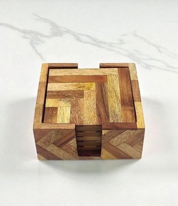 Best Selling Wooden Tea <b>Coaster</b> Set With Enamel Printed Design <b>Heat</b> Resistant Non-Slip Square Mats & Pads Placemat At Best Price - Product Image 3