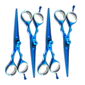 Juego de 4 Tijeras de Peluquería Profesionales de Acero Inoxidable VG10 de Alta Calidad, Color Azul, para Diestros - Product Image 2