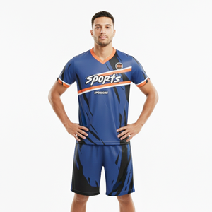 Uniforme de Fútbol en Oferta, 100% Poliéster de Secado Rápido, Azul Oscuro, Nombre del Equipo Personalizado a Precio de Fábrica, Conjunto de Camiseta y Pantalones Cortos - Product Image 2