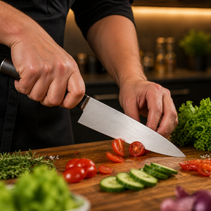 Custom Handmade Modern Chef <b>Knife</b> Stainless Steel Blade 8-9.9in Length Ambidextrous Wooden Handle 3.0mm Thickness Extra <b>Sharp</b> - Product Image 2