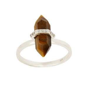 Anillo de Piedra Natural Ojo de Tigre, Chapado en Oro de 18k, Plata de Ley 925, Anillo de Moda, Fabricante de Joyería, Colección Clásica - Product Image 3