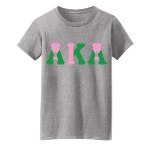 T-shirt Heather Gray AKA Color Block avec lettres grecques pour femme, en coton, à manches courtes, col rond, décontracté, avec motif graphique, doux et confortable - Product Image 1