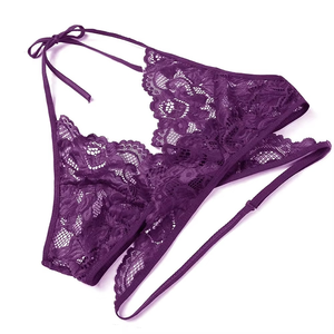 Ensemble de lingerie sexy pour femme en dentelle florale, soutien-gorge tricoté à armatures avec techniques de lavage - Product Image 5