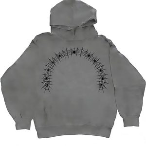 Sudadera con Capucha para Hombre, Estampado de Telaraña, Informal, de Algodón, Corte Regular, Otoño, Azul, Rojo, Blanco, Negro - Product Image 2