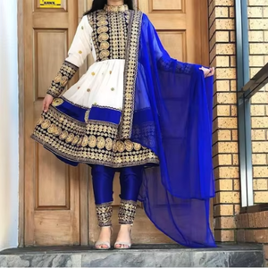 Robe pakistanaise afghane de style occidental simple et écologique pour mariage et fête, robe longue à manches longues faite à la main, tenue décontractée pour femmes - Product Image 4