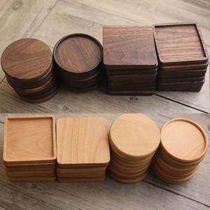 Juego de Posavasos Cuadrados de Madera, Portavasos de Madera Maciza Hechos a Mano para Restaurantes, Cafeterías, Hogares y Oficinas - Product Image 1