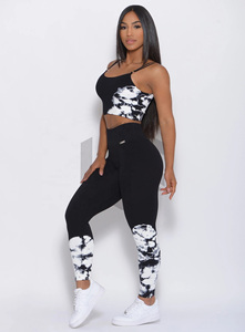 ชุดโยคะผู้หญิงดีไซน์สวย โลโก้ด้านหน้าสั่งทำได้ คุณภาพสูง ผ้าสแปนเด็กซ์/โพลีเอสเตอร์ ระบายอากาศได้ดี น้ำหนักเบา ไร้ตะเข็บ ชุด 2 ชิ้น ราคาประหยัด - Product Image 5