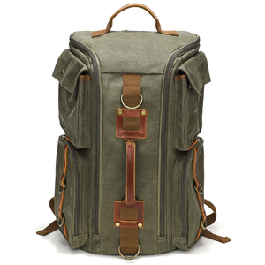 Sac de voyage vintage en toile avec garniture en cuir, sac à dos convertible, sac de camping extérieur, sac de transport 35L - Product Image 6
