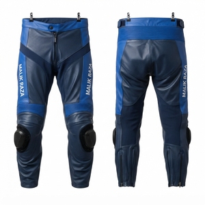 Pantalon de moto en cuir véritable avec empiècements extensibles en accordéon - Product Image 3