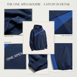 <b>Mens</b> <b>Navy</b> Blue Blue Stripe Hoodie Cotton <b>Fleece</b> Sweatshirt Custom Logo Streetwear Pullover Casual Winter Hooded Top - Product Image 5