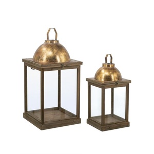 American Design Portable Handmade Hanging Metal & wood <b>Candle</b> Gold Finish <b>Square</b> Shaped <b>Candle</b> Lantern Home Decor & Outdoor - Product Image 6