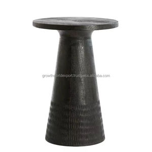Mesa Auxiliar Moderna de Madera Negra, Mesa Auxiliar Decorativa de Madera de Mango, Mesa Auxiliar Redonda Minimalista de Madera, Mesa Auxiliar de Madera Negra Hecha a Mano - Product Image 1