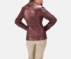 New Modern Mavericks Women's Casual Brown <b>Leather</b> <b>Jacket</b> Contemporary Long Sleeve <b>Leather</b> <b>Jacket</b> - Product Image 3