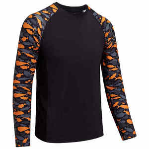 Camisa de Pesca de Manga Larga para Hombre, Negra con Estampado de Peces Naranja, Protección Solar UPF 50 Anti-UV, Sudadera - Product Image 1