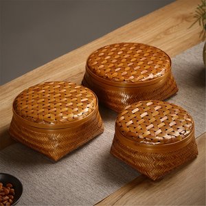 Cesta de bambú tejida con tapa, mejor precio, cajas decorativas, embalaje premium, caja de regalo - Product Image 5