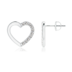 Pendientes de lujo asimétricos con corazón abierto y diamantes cultivados en laboratorio, con detalles pavé, en oro de 10K, 14K, 18K y plata 925, 935. - Product Image 4