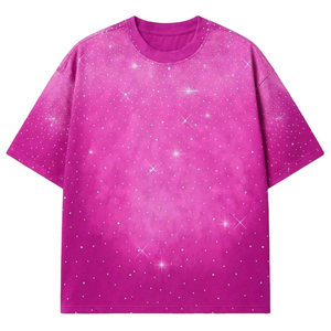 Pink Oversized Short Sleeve T-<b>Shirt</b> With <b>Star</b> Dot Pattern Digital Print Knitted Fabric Men's Casual Style O-Neck Design t-<b>shirts</b> - Product Image 3