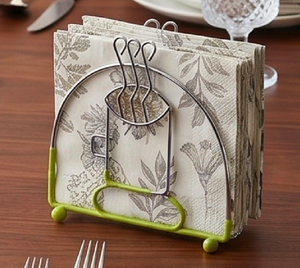 Support à serviettes en métal design tendance avec base verte pour table de luxe, cuisine et restaurant - Product Image 2