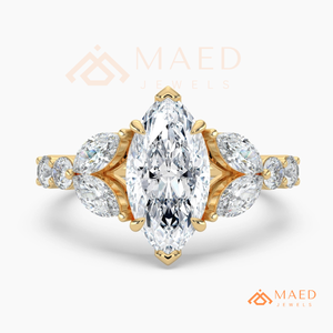 14K Rose Gold Marquise Cut Moissanite Three <b>Stone</b> Engagement Ring Bridal Jewelry Gift Women USA Trend - Product Image 5