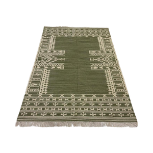 Alfombra Kilim de Lana Tejida a Mano, Patrón Abstracto, Ecológica, Antideslizante, Extra Gruesa, Tejido Plano, Alfombra Tradicional India para Piso - Product Image 1