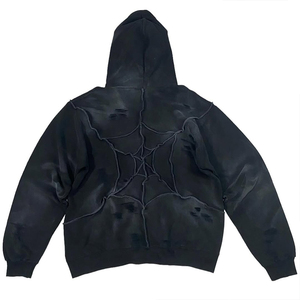 Sudadera con capucha para hombre, estilo vintage, lavado ácido, con cremallera, estampado digital, 100% algodón, forro polar grueso, corte oversize, ropa urbana de invierno - Product Image 2