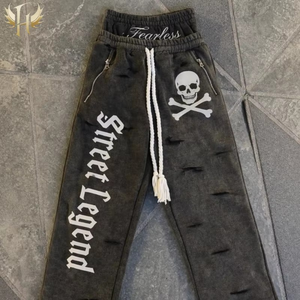 Ensemble deux pièces pour homme, imprimé personnalisé, à capuche, décontracté, automne, vintage, pantalon évasé, cordon de serrage, en coton thermique respirant, pour l'entraînement - Product Image 3