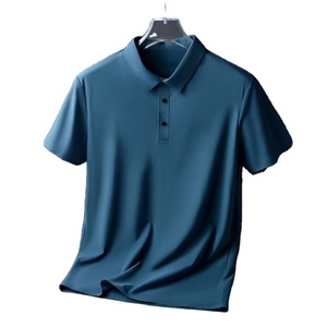 Polo en tricot à manches courtes pour homme, couleur unie, col rabattu, coupe classique, vert - Product Image 2