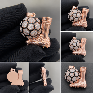 Pendentif Football en Moissanite, Collier Ballon de Football en Argent Sterling 925 Plaqué Rhodium, Breloque de Luxe Dorée, Cadeau de Fête pour les Amateurs de Football - Product Image 6