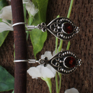 Natural Red <b>Garnet</b> <b>Earrings</b> 925 Sterling Silver AAA Grade Crimson Gemstone Studs January Birthstone Fine Jewelry for Women - Product Image 4