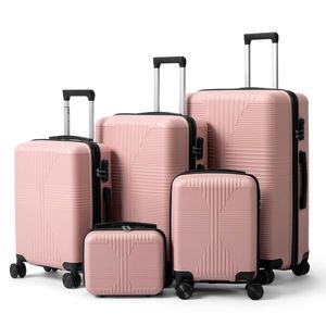Set di Valigie 5 in 1 in PP, 12-16-20-24-28 Pollici, Colore Rosa, Senza Serratura TSA - Product Image 1