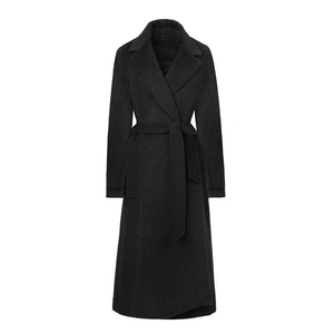 Trench-coat en laine pour femme, manches longues, col cranté, bouton unique, couleur unie, longueur intégrale - Product Image 1