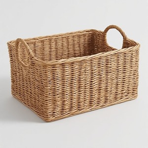 Premium Eco Friendly Durable Handwoven Seagrass <b>Basket</b> with Handles for Kitchen <b>Bathroom</b> & Living Room Storage - Product Image 5
