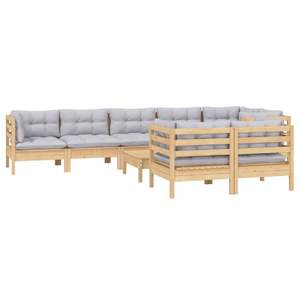 Ensemble de salon de jardin avec coussins gris et structure en pin - Product Image 3