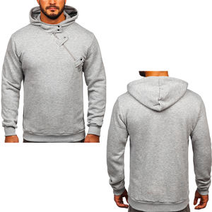 Sweat à capuche personnalisé pour homme en coton et polyester avec fermeture éclair asymétrique, sweat à capuche décontracté d'hiver brodé, 2 pièces - Product Image 6
