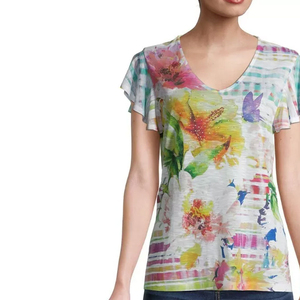 Camisetas de Verano para Mujer, Casuales, con Logotipo Personalizable por Sublimación, 100% Poliéster, de Alta Calidad, Secado Rápido y Transpirables - Product Image 2