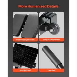 Panca Iperestensione Regolabile 350 Libbre, Sedia Romana Multifunzione per Glutei e Hamstring, Attrezzatura per Esercizi con Imballaggio Personalizzato in Legno - Product Image 6