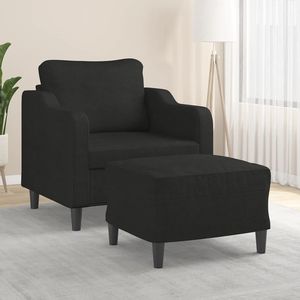 Poltrona Nera con Poggiapiedi per Soggiorno - Product Image 1