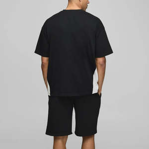 Camiseta y pantalones cortos con logo bordado personalizado, conjunto de 2 piezas para hombre, conjunto de pantalones cortos de alta calidad 100% algodón, conjunto de ropa urbana para hombre - Product Image 5