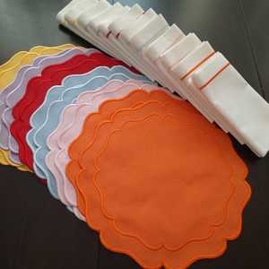 Embroidered Cotton Linen <b>Placemats</b>: Colorful Dining Table Decoration cocktail napkin fathers day gift Set - Product Image 3