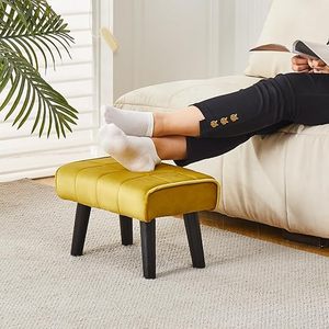 Customised Best Selling Tufted Faux Leather Ottoman Footstool Black Rectangular Upholstered Bench Seat Wooden Legs Modern Home - Product Image 5