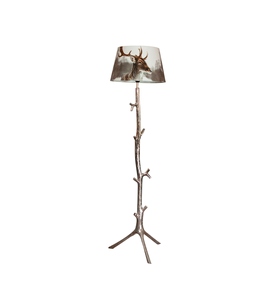 Lámpara de Pie Ecológica con Pantalla de Tela Marrón de Lujo y Base de Metal, OEM ODM, Bajo MOQ, Precio de Fábrica, Suministro al por Mayor - Product Image 1