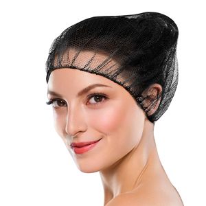 24 pollici nero monouso rete per capelli 1000 elastico in Nylon servizio di ristorazione Bouffant capelli medicali e chirurgici berretto da donna - Product Image 1
