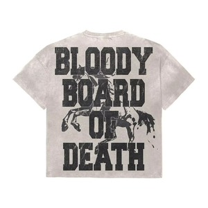 Camisetas Casuales de Lona con Lavado Ácido para Hombre, Estilo Vintage, Mezcla de Poliéster/Algodón, Hombros Caídos, Cuello Redondo, Estampado de Dibujos Animados, Manga Corta - Product Image 2