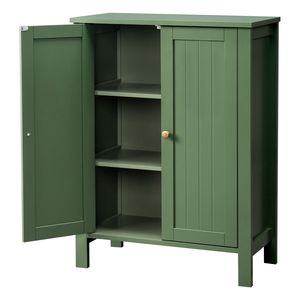 Mobile da Bagno a Doppia Anta in MDF Verde Foresta 60*30*80cm Verniciato con Strisce Verticali - Product Image 4