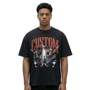 T-shirt graphique surdimensionné personnalisé, imprimé crâne vintage, streetwear vieilli, 100% coton écologique, 300g, tissu épais, marque privée - Product Image 5