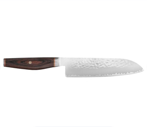Ensemble de couteaux à steak à manche riveté noir avec lames étroites argentées et bloc de rangement en bois brun clair pour la table à manger - Product Image 2