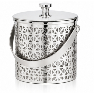 Seau à glace en acier inoxydable à double paroi avec couvercle, motif découpé au laser, refroidisseur à vin de luxe, accessoires de bar en gros pour hôtel - Product Image 1