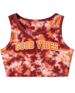 Ensemble décontracté deux pièces pour femme : débardeur court tie-dye et short à cordon de serrage, couleur orange rouille, fabrication sur mesure, vente en gros - Product Image 3