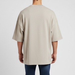 Camiseta de Manga Corta para Hombre, Cuello Redondo, Tejido de Jersey de Algodón, Talla Grande, Color Liso, Transpirable, Casual, OEM, ODM, Venta al Por Mayor - Product Image 3