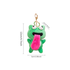 Porte-clés Grenouille Verte Mignonne en Peluche, Jouet Doux 3D de Dessin Animé avec Longue Langue Rose, Pendentif Décoratif de 12 cm - Product Image 3